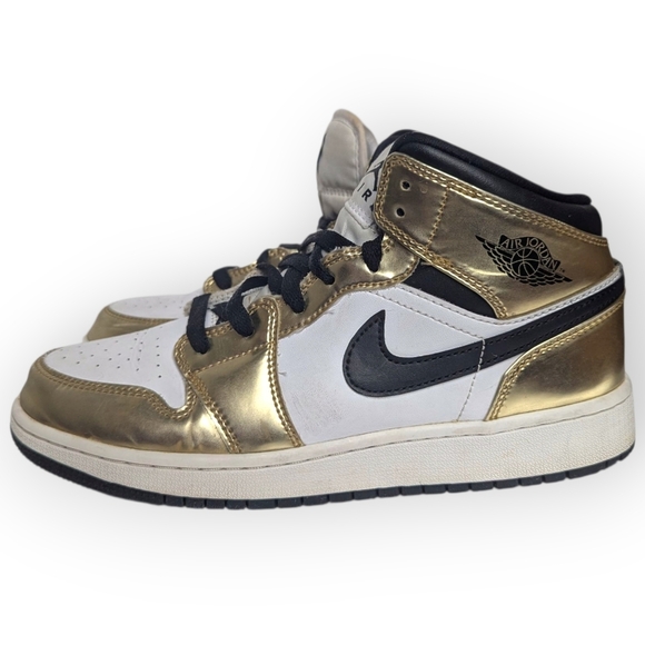 Nike Air Jordan 1  Sneakers Mid SE Metallic Gold GS DC1420-700 Size 6Y/US - Picture 2 of 12